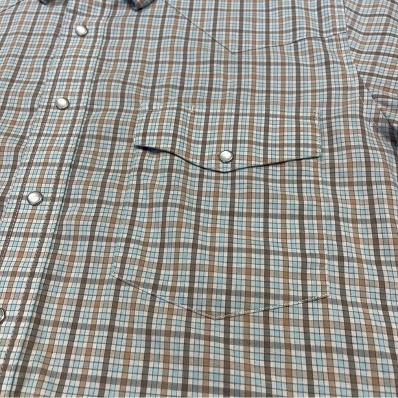 VTG 90s Wrangler Brushpopper Check Pearl Snap Western Shirt - Picture 6 of 9
